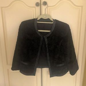 Leather trim black bolero jacket size small